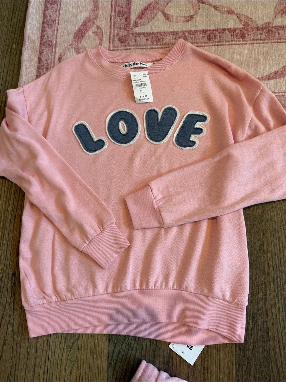 Kids' Pink LOVE Two-Piece Pajama Set - Cozy Matching Shorts & Sweatshirt